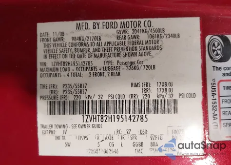 2009 Ford Mustang Gt Premium from USA, damaged, VIN 1ZVHT82H195142785